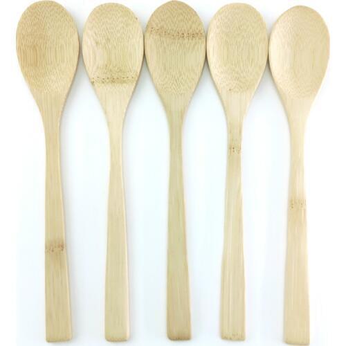 1PCS Bamboo Soup Spoon Kitchen Cooking Teaspoons Condiment Utensil Coffee Scoops Kid Ice Cream Sugar Spoon Tableware Tool