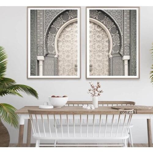 Moroccan Marrakesh Door Vintage Poster Building Canvas Painting and Prints Modern Wall Art Pictures for Living Room Home Decor