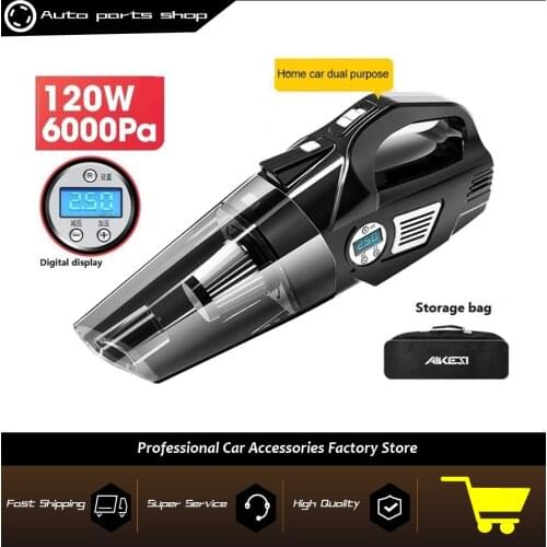 Multifunction Car Vacuum Cleaner Tire Inflator Air Compressor Pump 6k Pa 12V 120w Handheld Cordless Vacuums for Auto Motorcycle