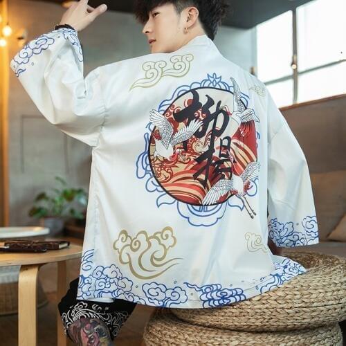Japanese Kimono Man Traditional Japanese Kimonos Cardigan Kimono Shirt Yukata Men Japanese Male Kimono Streetwear Haori FF2680