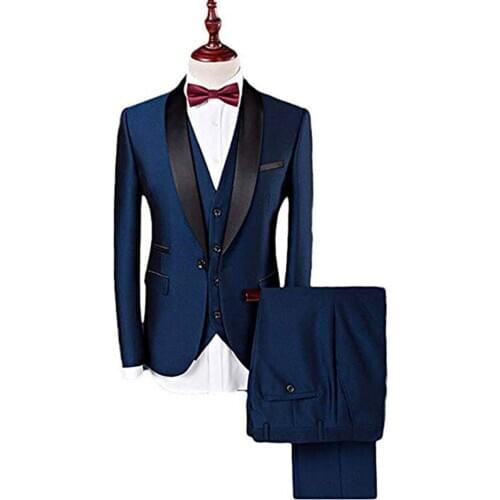 Mens 3 Pieces Mens Suit Tuxrdos Blazer One Button Lapel Suits For Wedding (Blazer+vest+Pants)