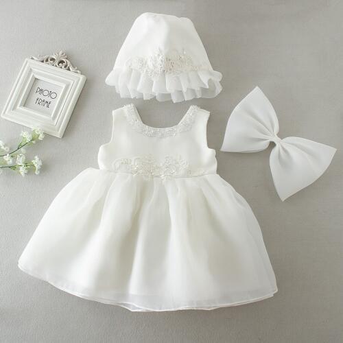 New Arrival Baby Girls Dresses Toddler Sleeveless Embroidered Dress with Hat and Bow Fashion Toddler Clothes Bebe Vestido