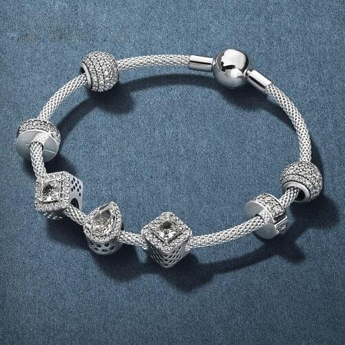 NEW 100% 925 sterling silver beads new charm crystal suit Fit bracelet diy bracelet lover gift factory wholesale