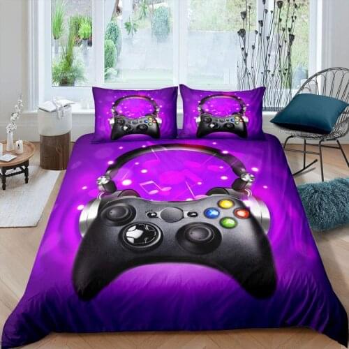 New Purple Gamepad Bedding Set Gaming Child Comforter 3D Print Luxury Duvet Cover Set Home Textile Queen King Single Size Game