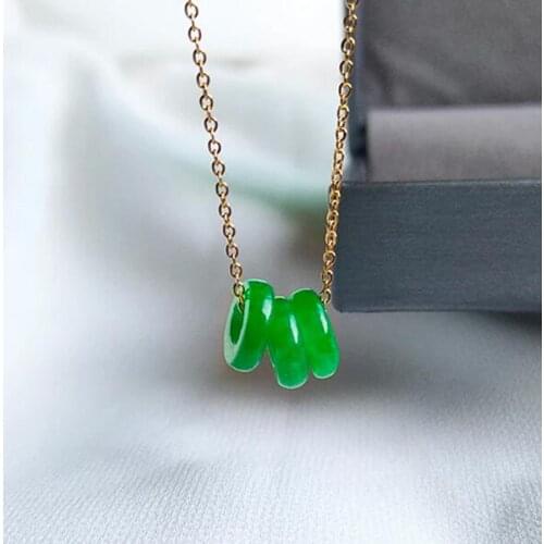 925 Silver Natural Green Circle Pendant Hand Carving Necklace Fashion Amulet Luck Gifts Woman Sweater Chain