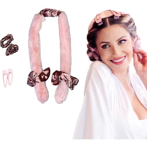 No Heat Hair Curlers Silk Flannel Curls Headband Curling for Natural Long 2x Hair Clip