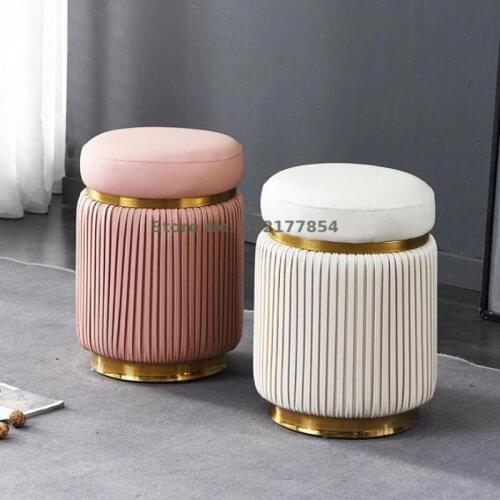 Light Luxury Dressing Stool Net Red Ins Bedroom Makeup Stool Leather Art Shoe Changing Stool Modern Minimalist Sofa Stool