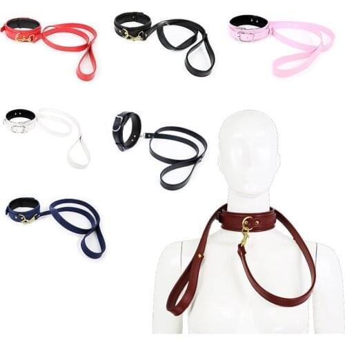 Multicolor Neck Collar Adjustable Leash Chain BDSM Bondage Set Fetish Sex Position Aid Dogs Chains Cosplay Submissive Slave Game