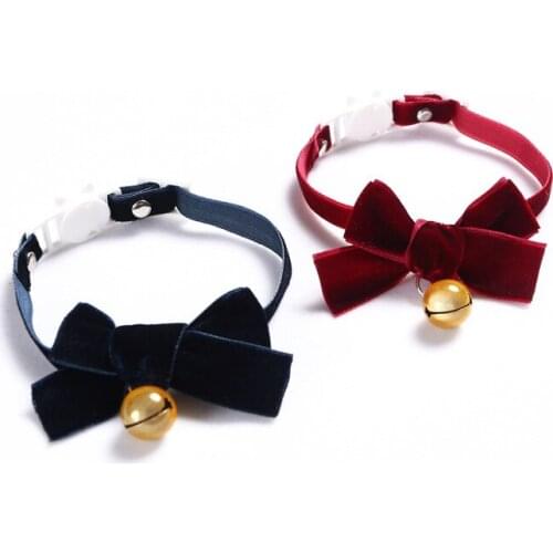 Adjustable Velvet Bowknot Pets Cat dog Collars Safety Elastic Kitty Puppy Chihuahua Collar Kitten Necklace Bow Tie