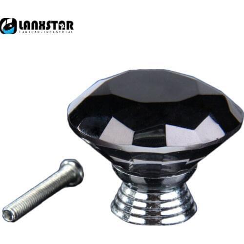 Single Hole Drawer Handles Crystal Glass Diamond Style 30mm Handle Knobs