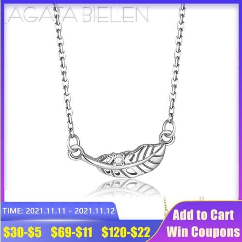 Lucky angel feather 925 Sterling Silver Clear Zirconia Necklaces Pendant for Women Gold Link Chain Fine jewelery Bijoux Femme