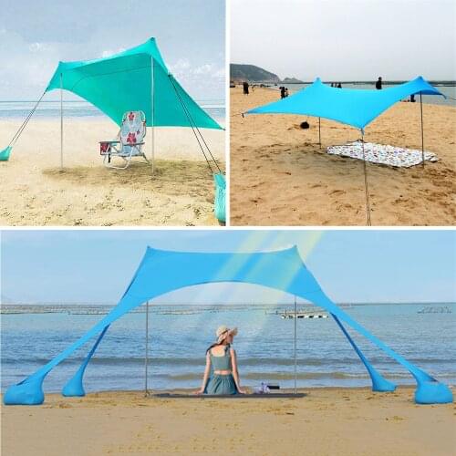 Family Beach Tent Anti-UV Support Rod Stability Outdoor Sun Shelter Camping Trips Fishing Backyard Fun Picnics Waterproof Tents