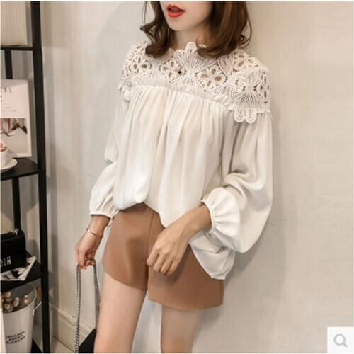 Spring Autumn Chiffon Maternity Blouse Lace Stitch Blouse Shirt Clothes for Pregnant Women Tops Pregnancy Clothing Plus Size