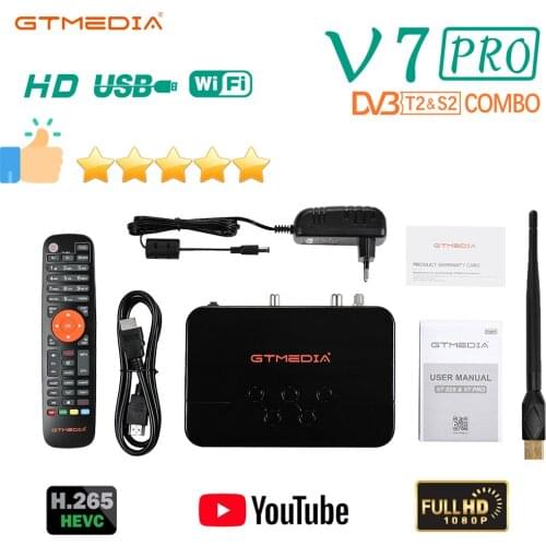 NEW GTMEDIA V7 Pro Satellite TV Receiver DVB-S/S2/S2X+T/T2 Decoder CA Card support H.265 Built-in WIFI Support 1 year warranty