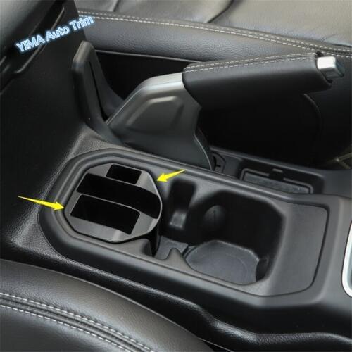 Lapetus Car Styling Front Row Water Cup Holder Storage Container Box Cover Trim Black Style Fit For Jeep Wrangler JL 2018 - 2020