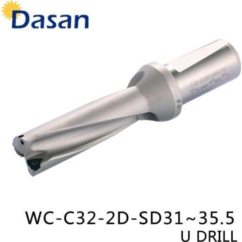 Drills 2D WC SP C32 31mm 32mm 33mm 34mm 35mm U Drill Indexable Insert Fast Drill Bit CNC Metal Drilling Tool for Index WC Insert