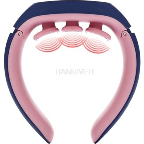 Three cervical instrument neck massager electrical impulses fields kneading neck to neck guard vibration meter