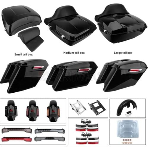 Motorcycle Hard Saddle Bags Side Luggage Bag Backrest Pad Tour Pack Tail Light Mounting Rack Fender Extension Fascia Base Plate