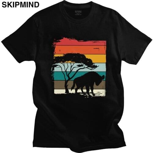 Vintage Style Hyenas Tshirts Men Short Sleeve Casual Africa Safari Wildlife Nature Furry Animal T-shirt Pure Cotton Tee Shirt