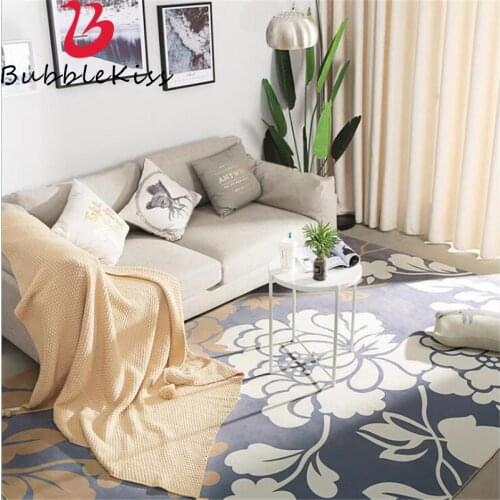 Bubble Kiss Nordic Style Grey Flower Pattern Carpets for Living Room Home Kids Room Decor Customized Area Rug Anti-wrinkle Mat