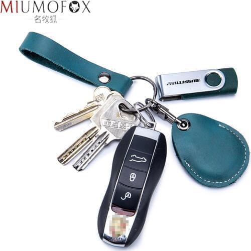 High-Grade Car Keychains Genuine Leather Pendant Key Holder IC Entrance Guard Card Set Keys Smart Wallet EDC Housekeeper Unisex