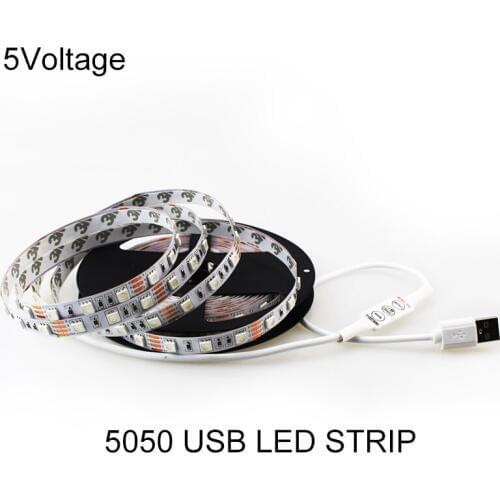 1M/2M/3M/5M USB led Strip Light 60leds/m DC 5v 5050 SMD LED Ribbon flexible tape neon with USB Cable