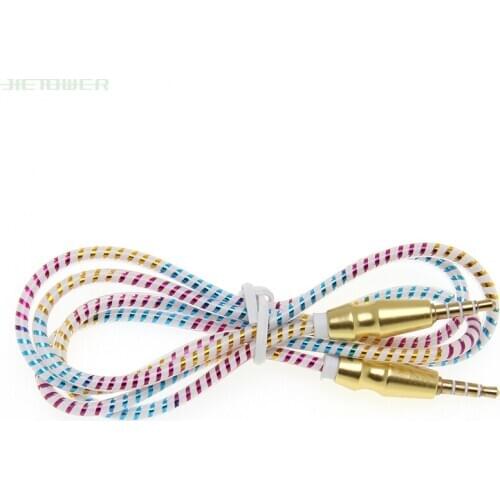 1M 3.5mm round ring HD Jack Auxiliary Audio Cable Male Flat Aux Cable Car player to connect with audio device 1000pcs/LOT