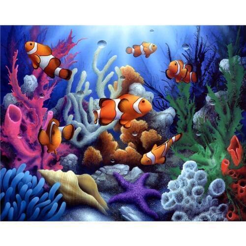 14CT CROSS STITCH 5D DIY Diamond Embroidery Seabed Scenery Diamond Painting landscape Cross Stitch Mosaic Needlework
