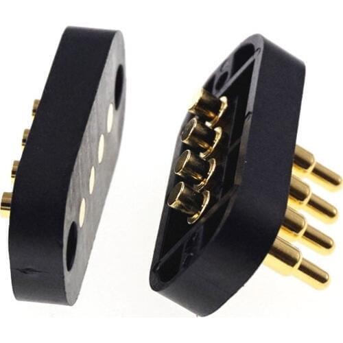 2 Pairs 4 Pin 4.5mm Grid Spring Pogo pin connector through holes PCB Mount male female Probe Power Charge Pancel Mount Flange