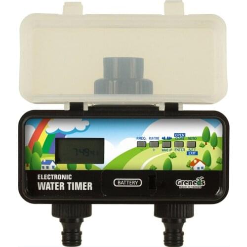 2-Zone 2-mode Garden Water Timer with solar charge and rain stop function
