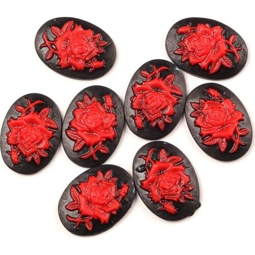 20pcs 25x18mm Rose Resin Flatback Cabochon Jewelry Findings Scrapbooking For Jewelry Making Supplies & Accessories For Pendants