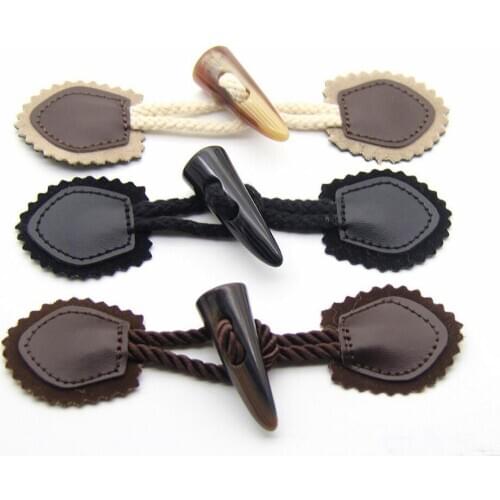 4Set/lot 15.5cm Black brown beige resin horn buckle men and women coat windbreaker jacket decorative button C057