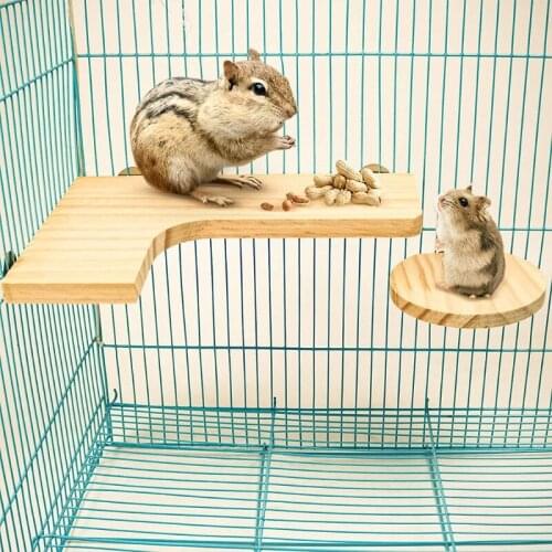4 Pieces L-Shaped Pedal Wooden Platform Round Wood Stand Pet Bird Wood Platform for Squirrel Chinchilla Small Animals 85DA