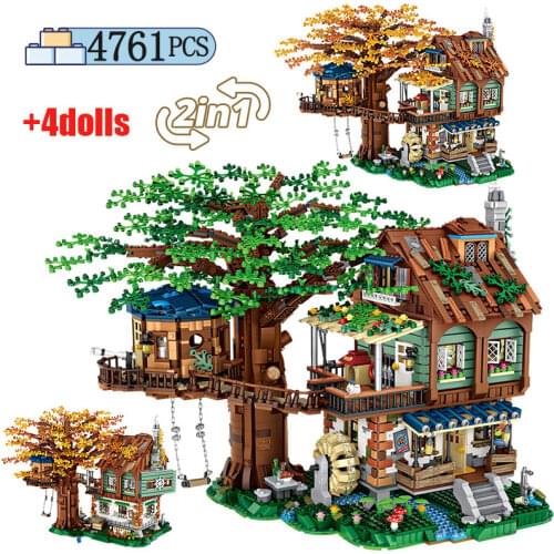 4761pcs City Mini Street View Creative Tree House Building Blocks Creator Scene Assembly Model Figures Bricks Toy for Children
