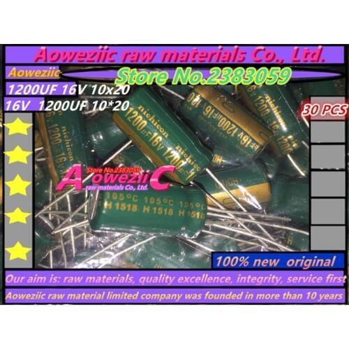 Aoweziic (30PCS) 16V 1200UF 10*20 high frequency low resistance long life electrolytic capacitor 1200UF 16V 10x20