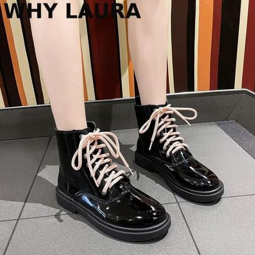 Boots womens motorcycle shoes flat shoes ankle boots wedge casual non-slip shoes womens lace-up shoes leather Oxford shoes wom