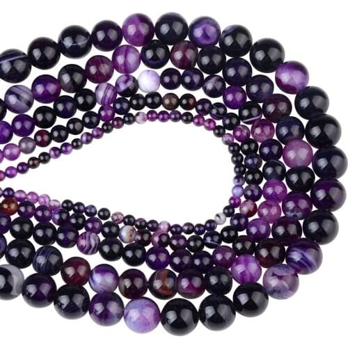 Natural Stone Agates Beads Smooth&Matte Frosted Striped 4/6/8/10/12mm Round Loose Beads For DIY Bracelet Necklace Jewelry Making