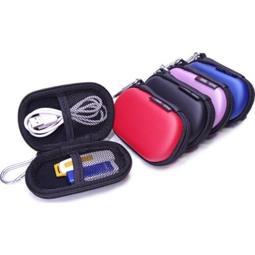 Earbud Case with D Ring, Mini Earphone Carrying Case EVA Small Protection Hard Case for USB Cable Portable Storage Bag