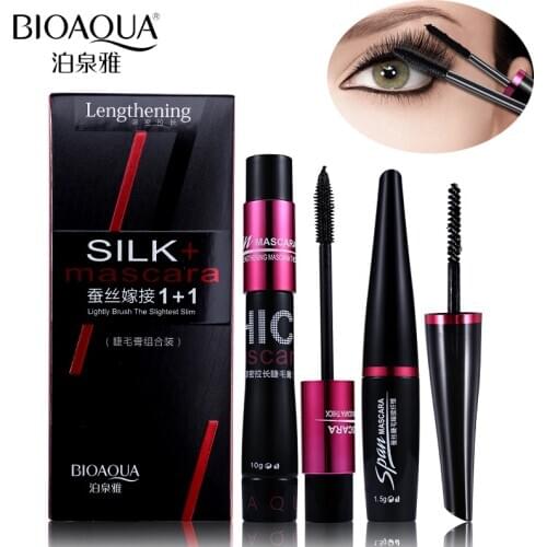 BIOAQUA Brand Black Silk Fiber Mascara Makeup Set Eyelash Extension Lengthening Volume 4D Mascara Waterproof Cosmetics 2pcs/lot