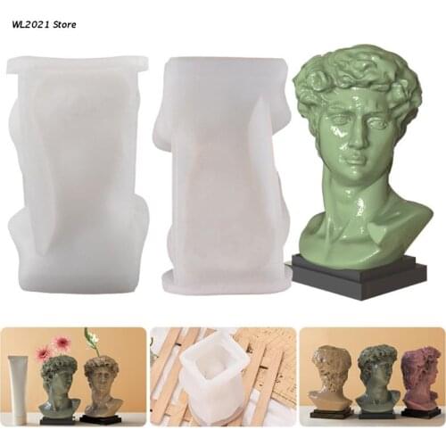 Davids Head Flowerpot 3D Candle Soap Mould DIY Candle Epoxy Mold Handmade Candles Aroma Wax Soap Molds for Decoration