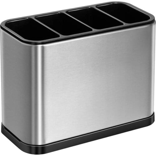 Kitchen Utensil Holder, Stainless Steel Kitchen Organizer Caddy with Removable Divider and Sturdy Drip Tray Base