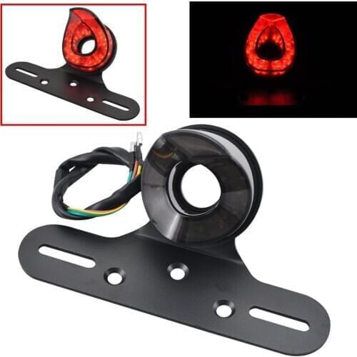 Smoke Motorcycle License Plate Tail Light LED Running Brake Rear Stop Light For Harley Honda Bobber Chopper KTM Suzuki Universal