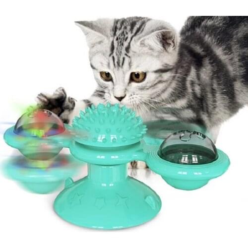 Cat Windmill Toy Funny Massage Rotatable Cat Toys Pet Turntable Teasing Scratching Tickle Cats Hair Brush Cat Interactive Toys