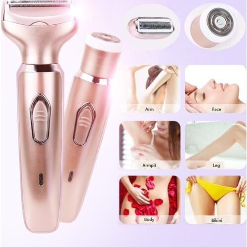 Electric Razor for Women 2 in 1 Cordless Rechargeable Painless Hair Removal Wet & Dry Trimmer for Bikini Arms Face Armpit Legs