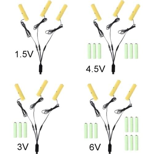 110cm 3in1 USB to 1.5V 3V 4.5V 6V Power Cable Replace 1-4pcs AAA Batteries