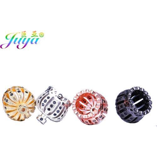 Hand made Tassels Jewelry Components Micro Pave Zircon 10mm 13mm Crown Bead Caps Connector For Needlework Tassels Jewelry Making