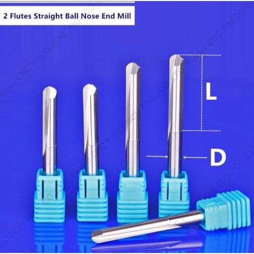 5PCS-Free shipping 2 flutes straight ball nose end mill,tungsten solid carbide cutter,CNC woodworking router bit,wood tool
