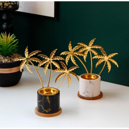 Coconut Tree Mini Incense Burner Holder Incensory Ceremic Metal Incense Stick Holder Arabic Craft Muslin Home Decorations