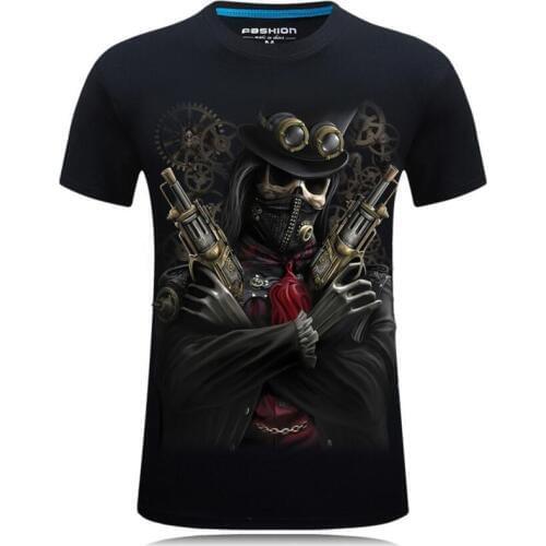 6XL Men t shirt Fashion Summer Tops Skeleton Gunners Print 3d T Shirt Men Short Sleeve Funny t shirts Streetwear Tee Shirt Homme
