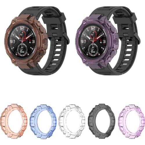 TPU Soft Glass Screen Protector Case Shell Full Edge Frame For Amazfit T-rex/Trex Pro Sport Smart Watch Protective Bumper Cover